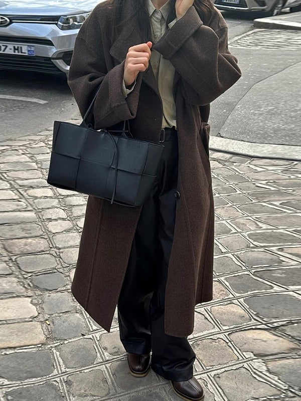 Retro Stand-up Collar Single-breasted Lace-up Woolen Coat - PAINEVIDA