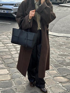 Retro Stand-up Collar Single-breasted Lace-up Woolen Coat - PAINEVIDA