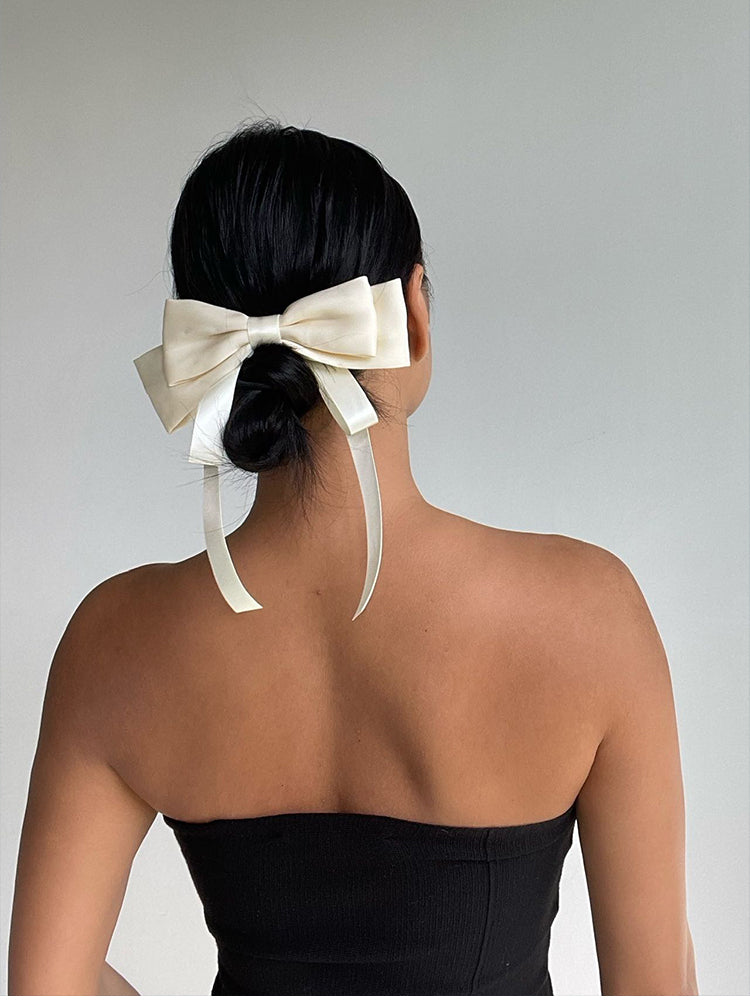 Elegant Bow Satin Ribbon Spring Hair Clip