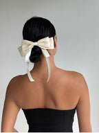 Elegant Bow Satin Ribbon Spring Hair Clip