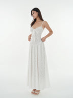 Lace Stretch Jacquard Sling Dress Cardigan Set