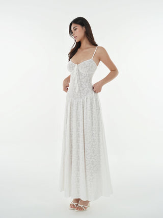 Lace Stretch Jacquard Sling Dress Cardigan Set by painevida
