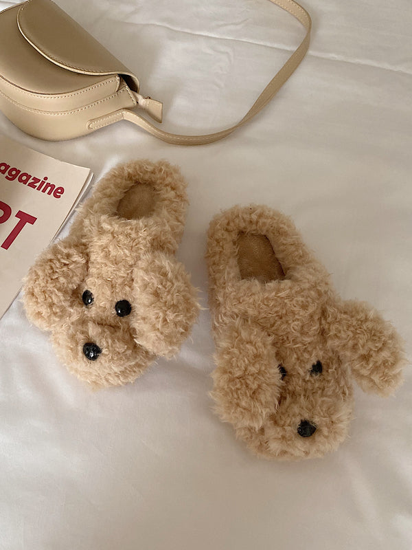 Cute Bear Cartoon Furry Slippers - PAINEVIDA