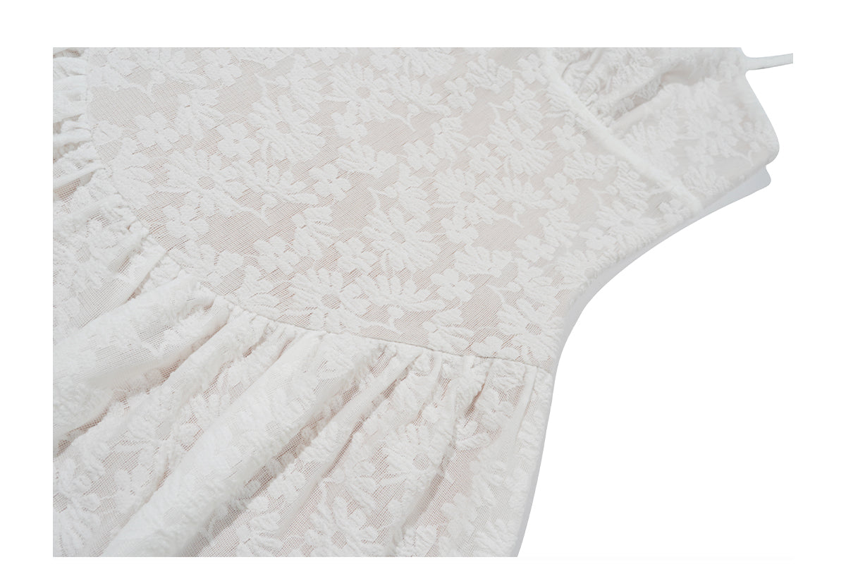 Lace Stretch Jacquard Sling Dress Cardigan Set