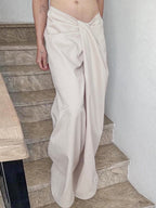 Loose Low Waist Regular Pleated Casual Pants by painevida