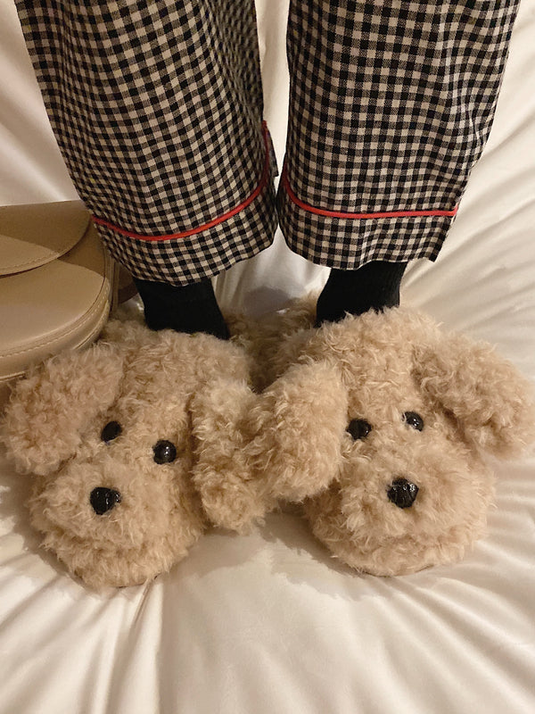 Cute Bear Cartoon Furry Slippers - PAINEVIDA