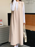 Loose V-neck Sleeveless Long Vest Dress - PAINEVIDA