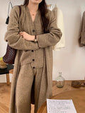 Casual Knitted Long Jacket&Vest&Pants 3 Pieces Suit - PAINEVIDA