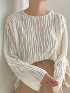 Elegant 3D Texture Long-sleeved Shirt by painevida