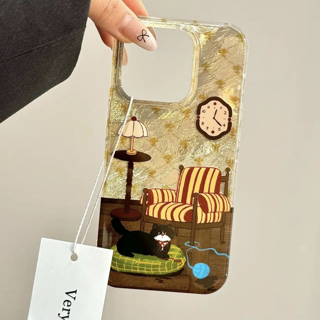 Retro Sofa Cat Print Phone Case