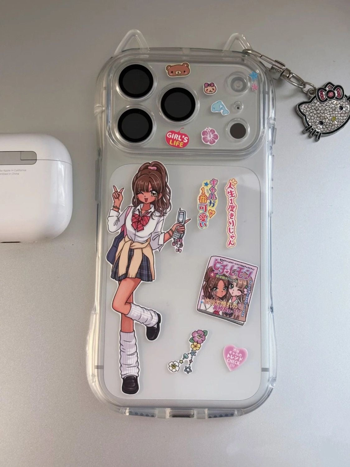 Y2k Kosao Showa Shibuya Hot Girl Cat Ears Phone Case