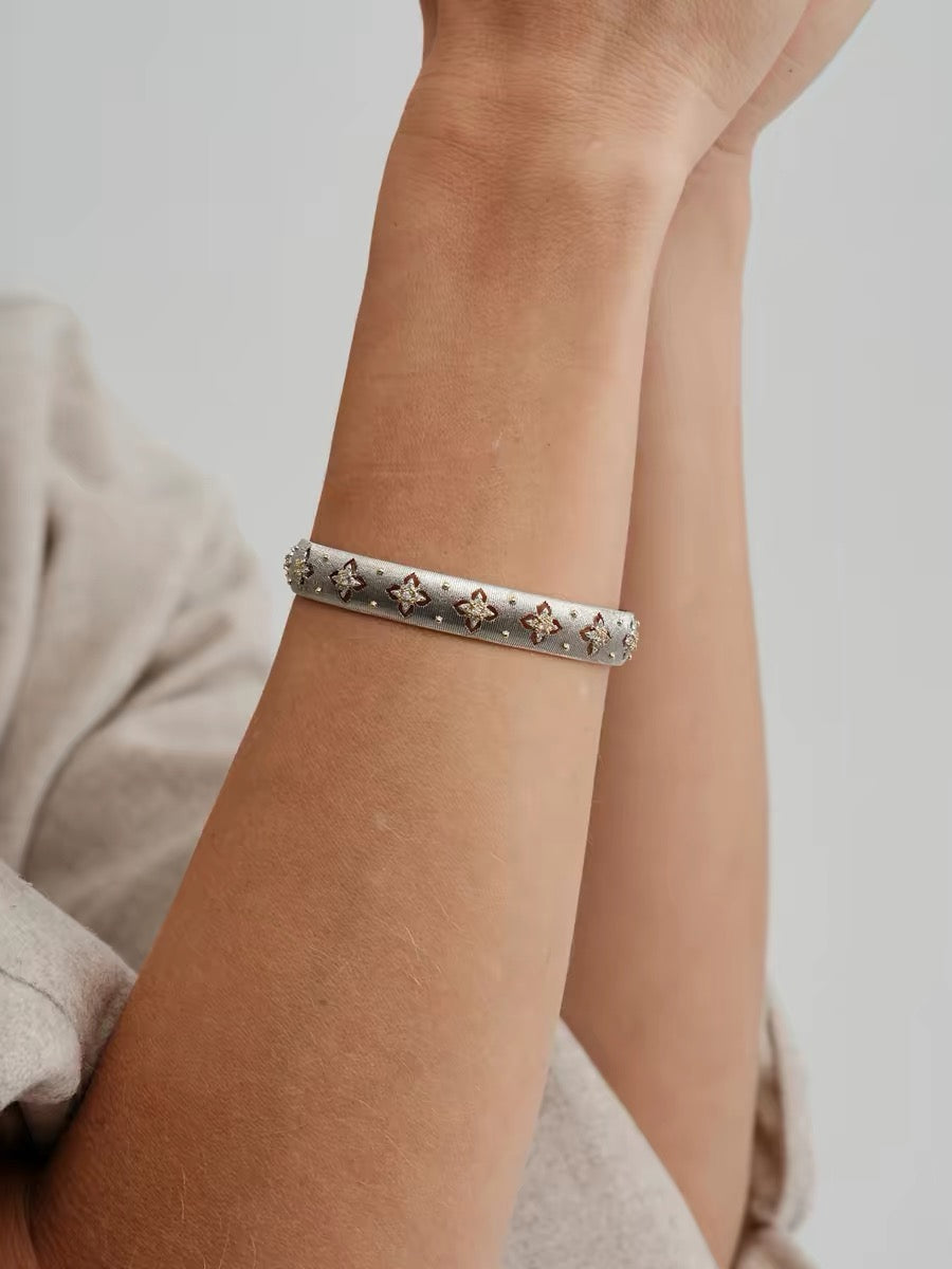 Vintage Openwork Brushed Diamond-Set Bracelet