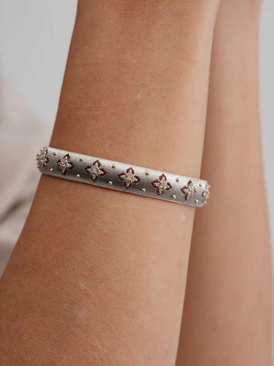 Vintage Openwork Brushed Diamond-Set Bracelet