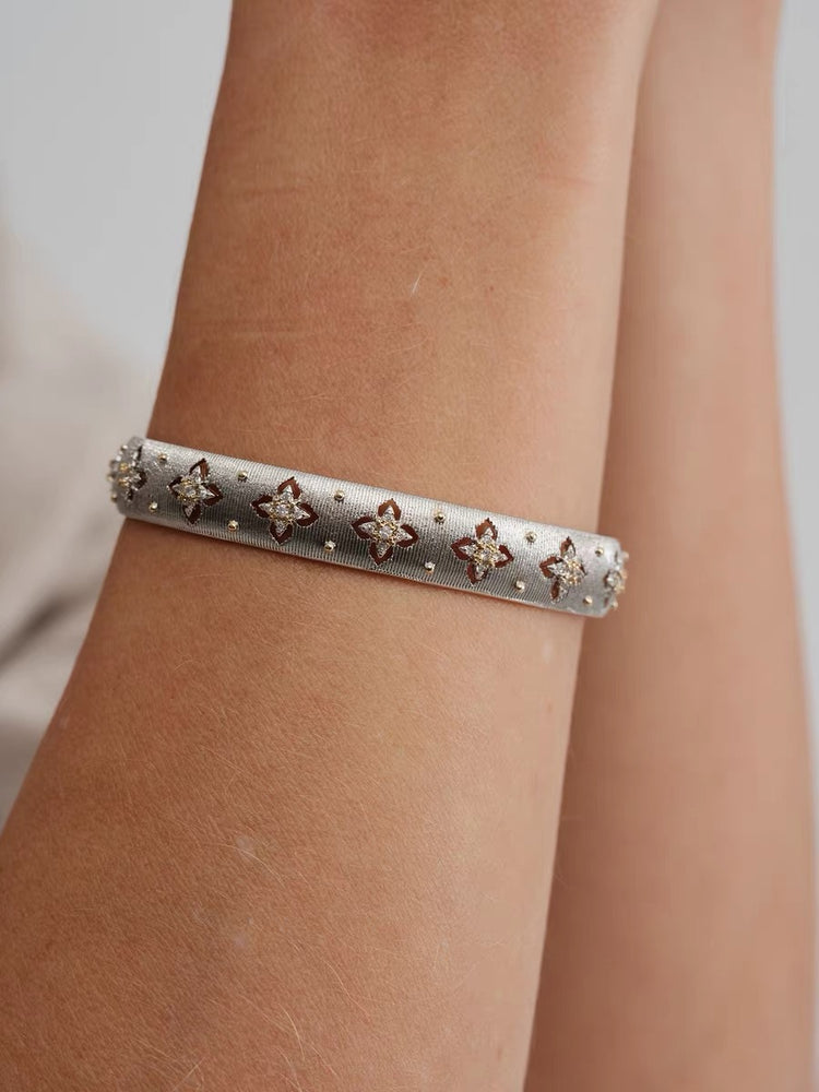 Vintage Openwork Brushed Diamond-Set Bracelet - PAINEVIDA