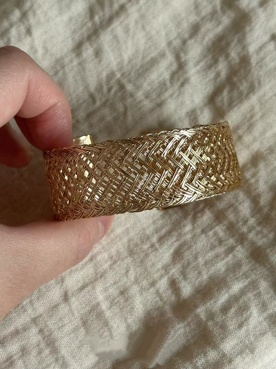 Gold Openwork Vintage Bangle Bracelet