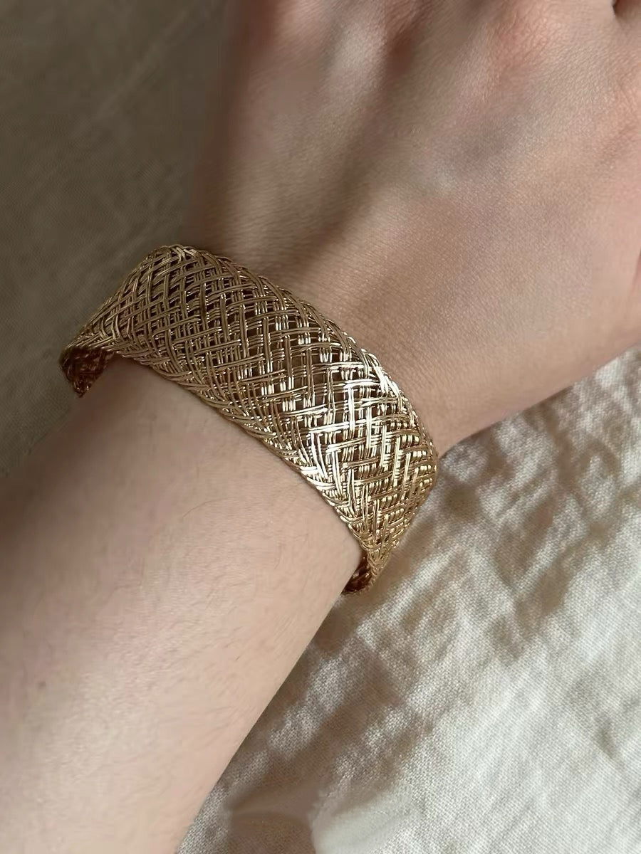 Gold Openwork Vintage Bangle Bracelet