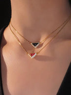 Colorful Natural Stone Triangle Necklace