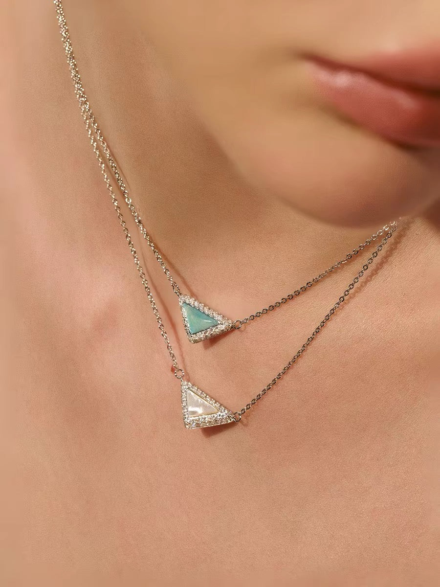 Colorful Natural Stone Triangle Necklace