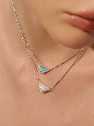 Colorful Natural Stone Triangle Necklace - PAINEVIDA