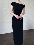 Asymmetrical Off-Shoulder Fitted Dress - PAINEVIDA