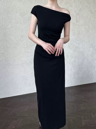 Asymmetrical Off-Shoulder Fitted Dress - PAINEVIDA