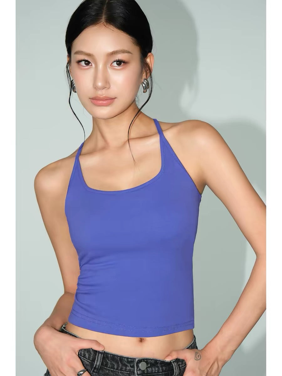 Slim-fit backless tank top