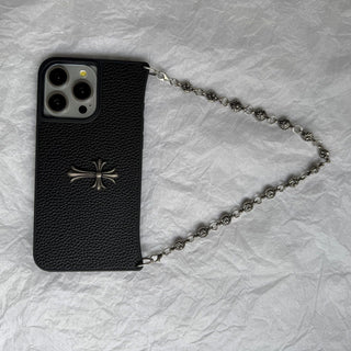 Cross Cool Handheld Leather Phone Case by painevida