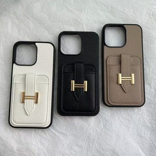 H Leather Card Back Phone Case by painevida