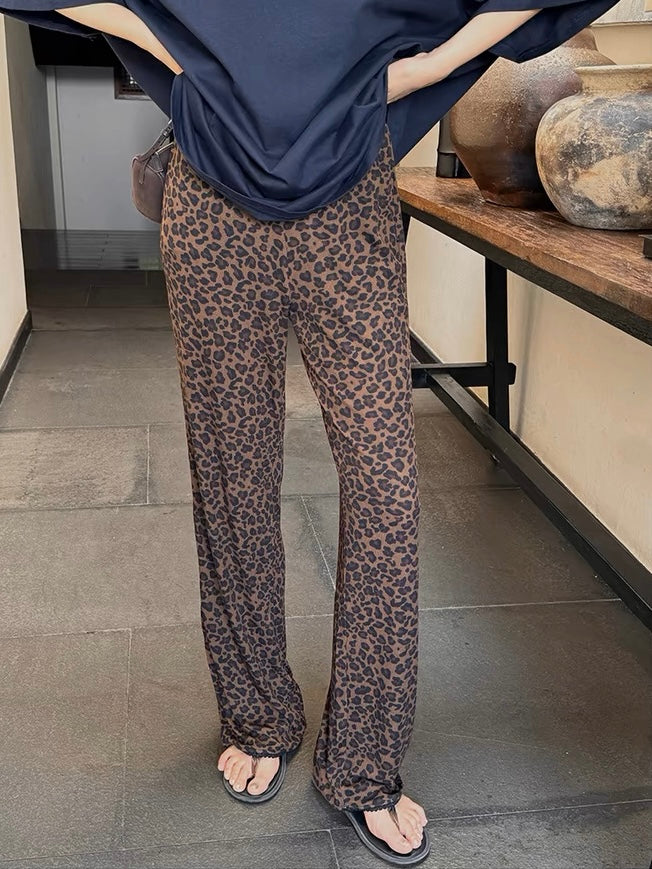 High-end Loose Soft Leopard Print Pants