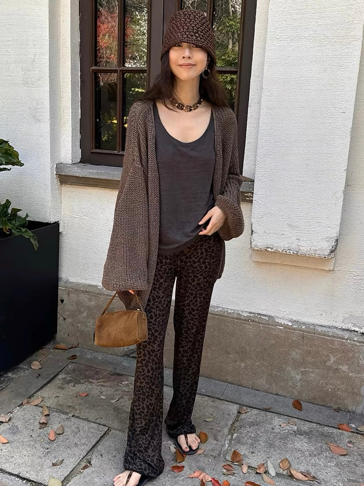 High-end Loose Soft Leopard Print Pants