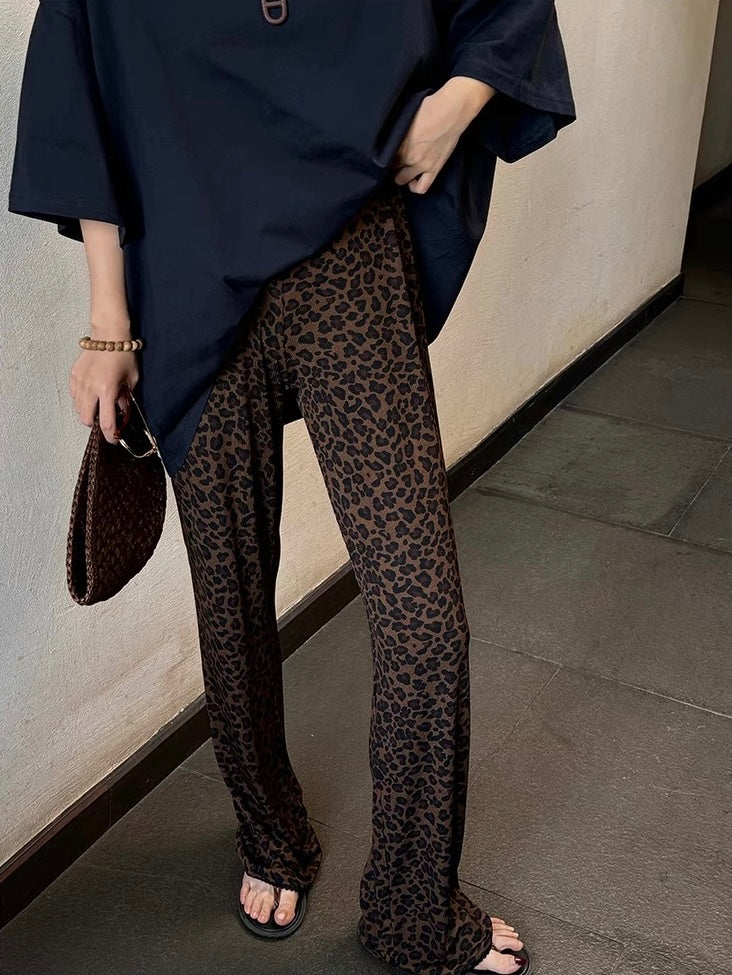 High-end Loose Soft Leopard Print Pants