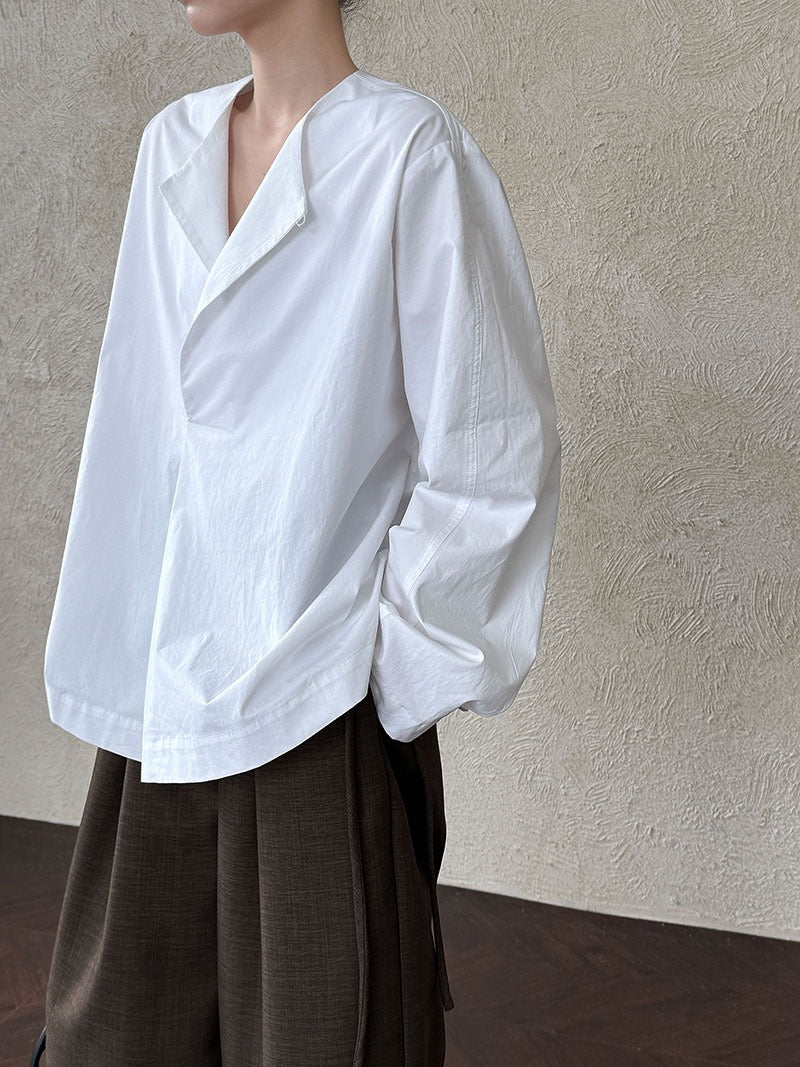 Chic Silhouette Long-sleeved Cotton Shirt