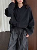 Chic Silhouette Long-sleeved Cotton Shirt