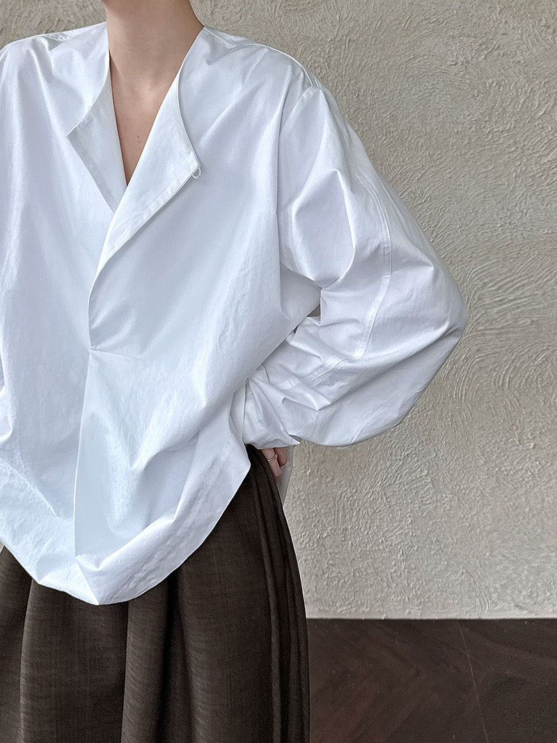 Chic Silhouette Long-sleeved Cotton Shirt