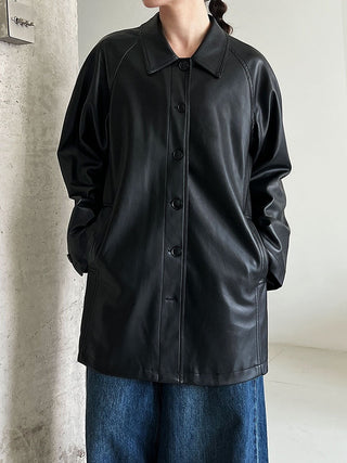 Retro Soft Leather Black Mid-length jacket by painevida