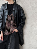 Retro Soft Leather Black Mid-length jacket