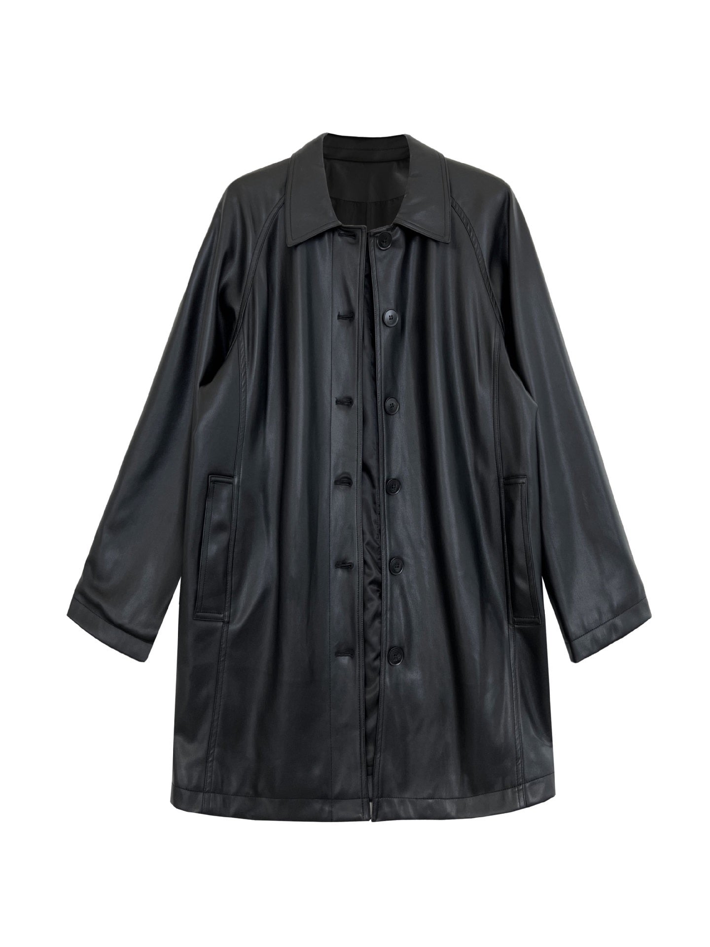 Retro Soft Leather Black Mid-length jacket