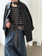 Retro Soft Leather Black Mid-length jacket