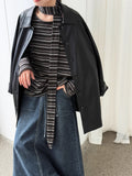 Retro Soft Leather Black Mid-length jacket