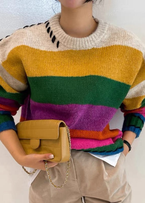 Retro Colorful Striped Sweater