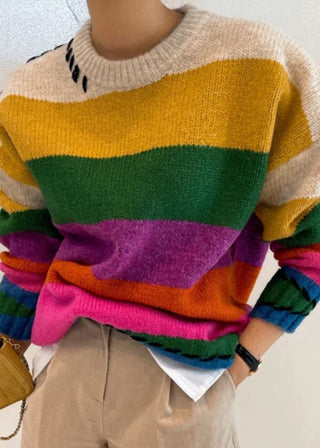 Retro Colorful Striped Sweater by painevida