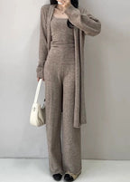 Soft Casual Knitted Long Cardigan&Camisole&Pants 3 Pieces Suit by painevida