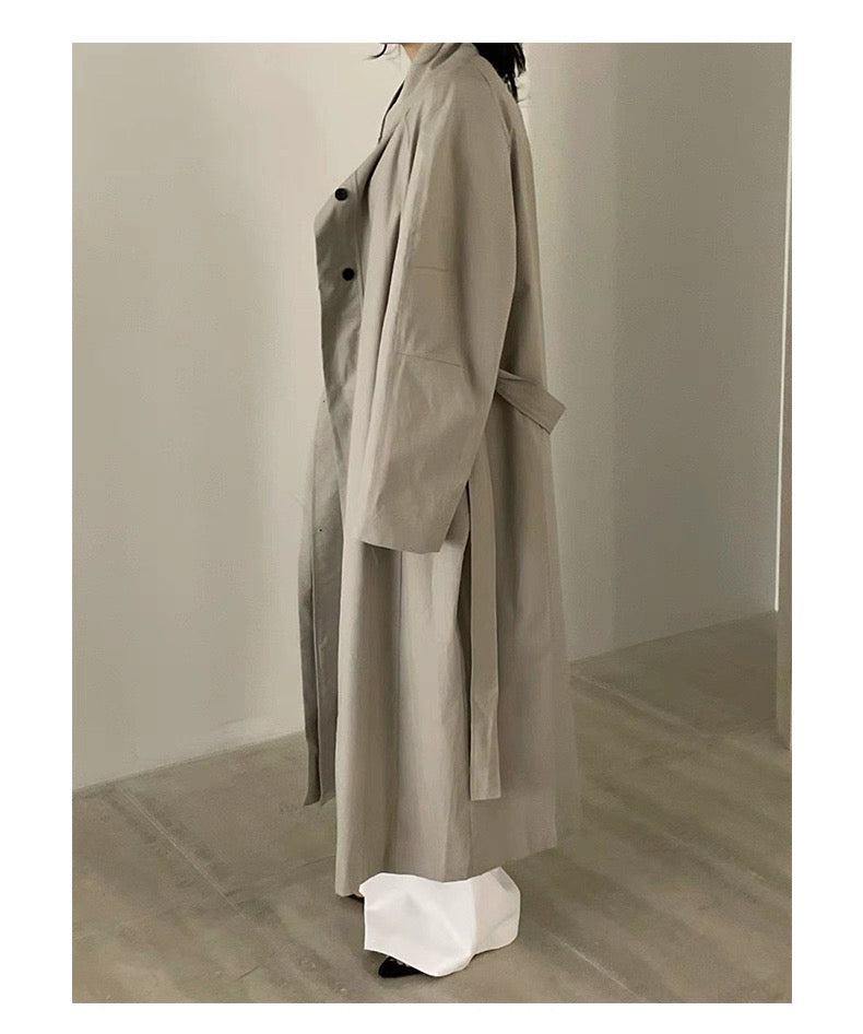 Stand Collar Loose Long Trench Coat