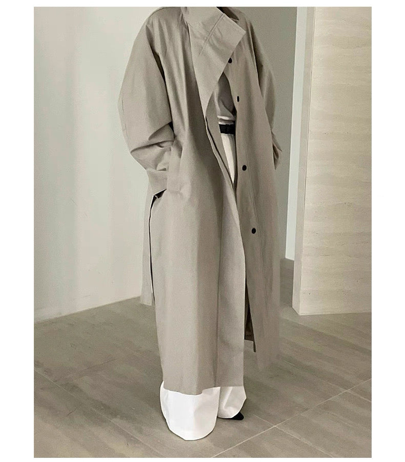 Stand Collar Loose Long Trench Coat