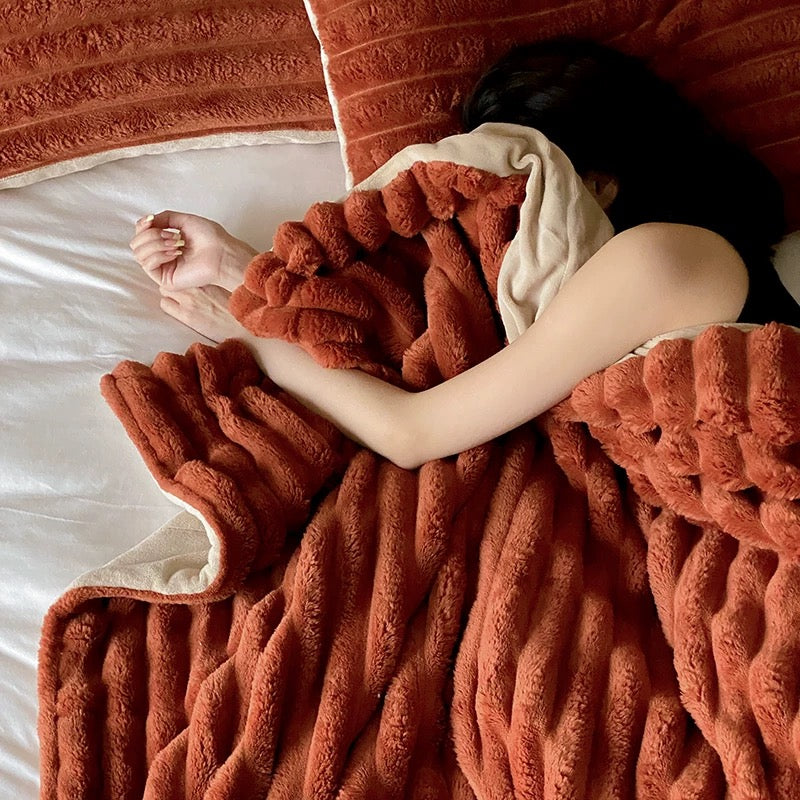 Soft Faux Rabbit Fur Warm Blanket