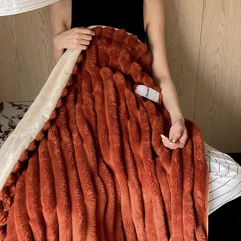 Soft Faux Rabbit Fur Warm Blanket