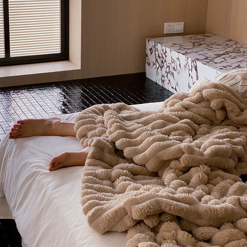 Soft Faux Rabbit Fur Warm Blanket