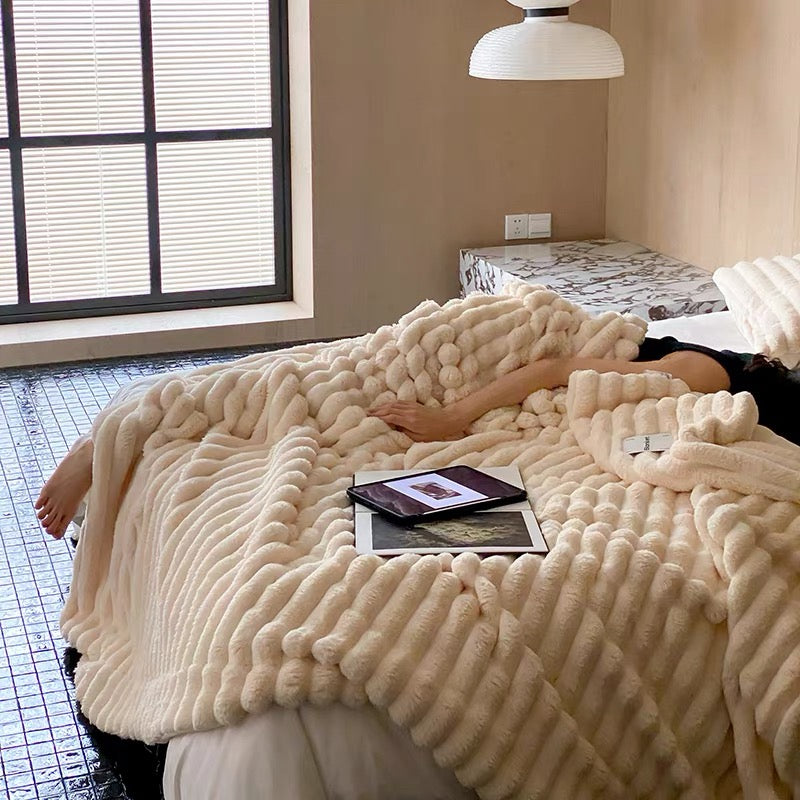 Soft Faux Rabbit Fur Warm Blanket