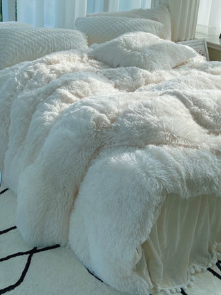 Soft Warm Coral Mink Velvet Cotton Four-piece Bedding Set by painevida
