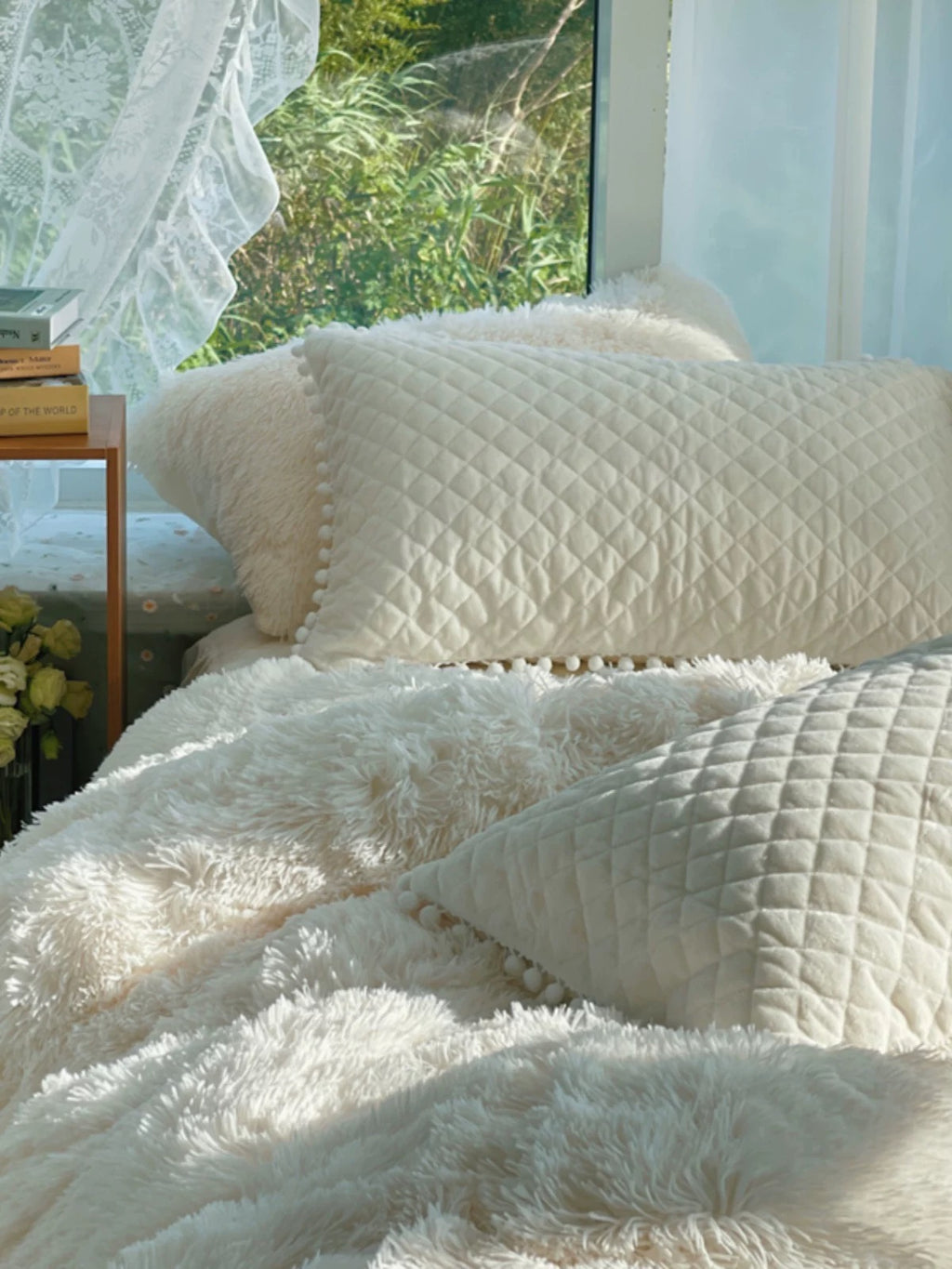 Soft Warm Coral Mink Velvet Cotton Four-piece Bedding Set